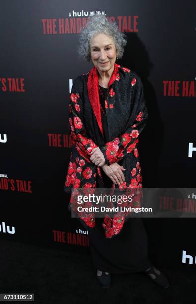 Author Margaret Atwood attends the premiere of Hulu's "The Handmaid's Tale" at ArcLight Cinemas Cinerama Dome on April 25, 2017 in Hollywood,...