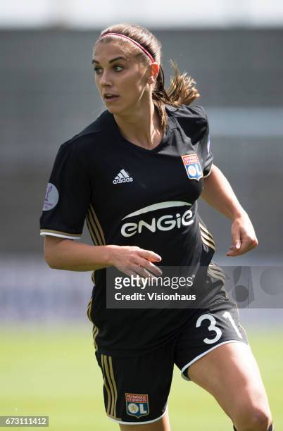 Alex Morgan of Olympique Lyonnais in action during the UEFA Women's Champions League semi final first leg match between Manchester City Women and...