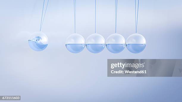 bildbanksillustrationer, clip art samt tecknat material och ikoner med newton's cradle filled with water, 3d rendering - skrivbordsprydnad