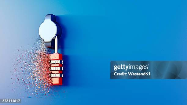 dissolving combination lock, 3d rendering - dissolving stock-grafiken, -clipart, -cartoons und -symbole