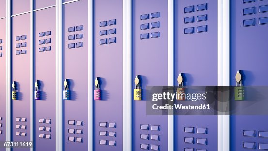 Lockers with combination lock, 3D Rendering Lockers with combination lock, 3D Rendering