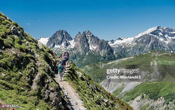 france, chamonix, mountaineers at le tour - auvergne rhône alpes stock pictures, royalty-free photos & images