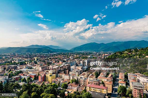 italy, brescia, view to the city from colle cidneo - brescia stock-fotos und bilder