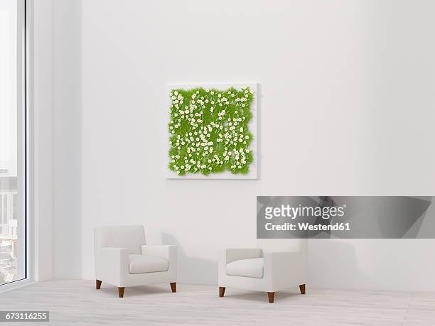 two armchairs and living wall, 3d rendering - 椅子点のイラスト素材／クリップアート素材／マンガ素材／アイコン素材