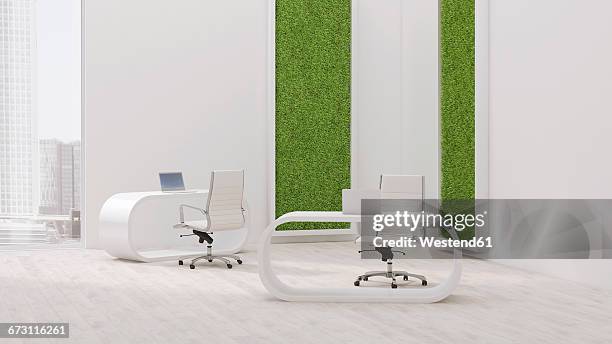 modern office with living wall, 3d rendering - office space no people stock illustrations