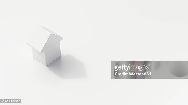 single one-family house on white ground, 3d rendering - modell stock illustrations