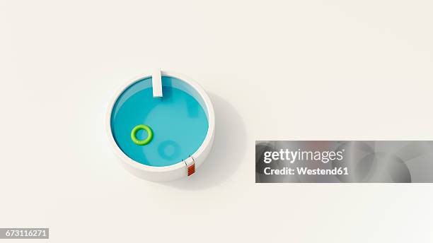 swimming pool with floating tire on white ground, 3d rendering - 游泳池 幅插畫檔、美工圖案、卡通及圖標