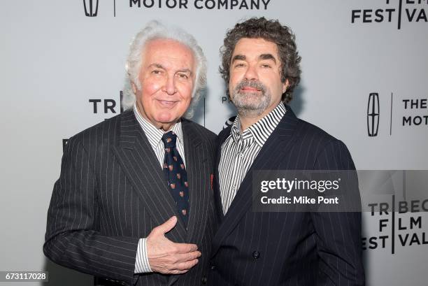 Art dealer Tony Shafrazi and director Joe Berlinger attend 'Intent to Destroy' premiere during the 2017 Tribeca Film Festival at SVA Theater on April...