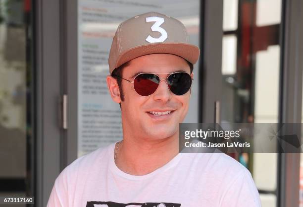 Actor Zac Efron attends the "Baywatch" SlowMo Marathon at Microsoft Square on April 22, 2017 in Los Angeles, California.