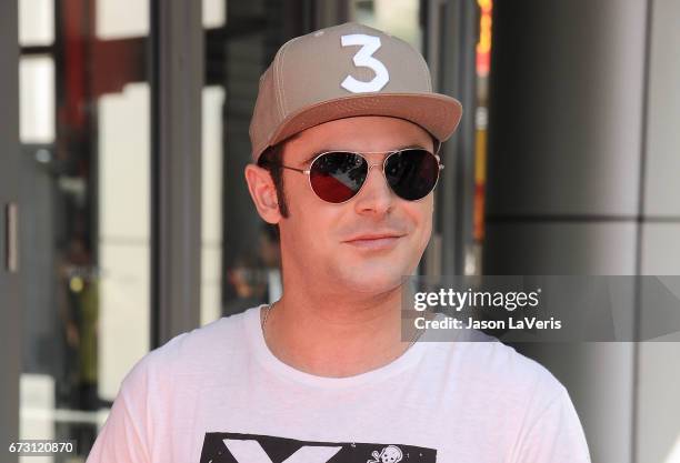 Actor Zac Efron attends the "Baywatch" SlowMo Marathon at Microsoft Square on April 22, 2017 in Los Angeles, California.