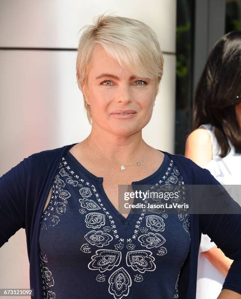 Actress Erika Eleniak attends the "Baywatch" SlowMo Marathon at Microsoft Square on April 22, 2017 in Los Angeles, California.