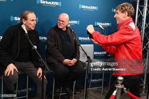 Bill Bernstein, Richie Williamson and Dustin Pittman talk with Marc Benecke and Myra Scheer during a SiriusXM Town Hall taping on Studio 54 Radio...