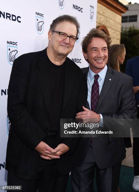 Actors Albert Brooks and Martin Short arrive at the Natural Resources Defense Council's STAND UP! event at the Wallis Annenberg Center for the...