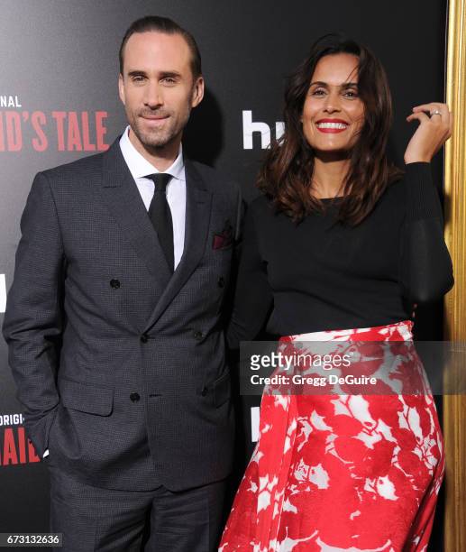 Actor Joseph Fiennes and wife Maria Dolores Dieguez arrive at the premiere of Hulu's "The Handmaid's Tale" at ArcLight Cinemas Cinerama Dome on April...