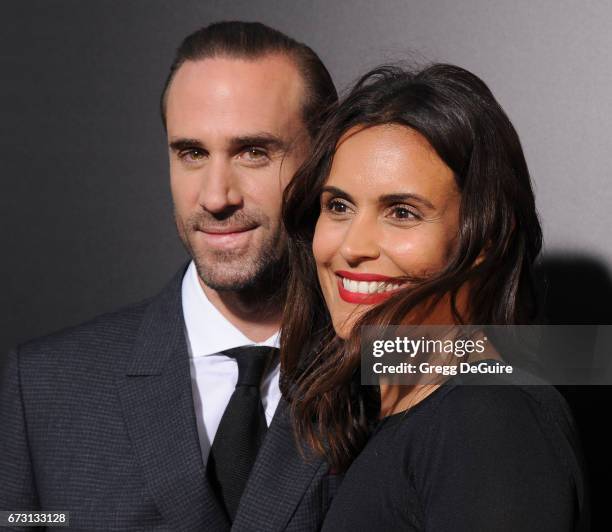 Actor Joseph Fiennes and wife Maria Dolores Dieguez arrive at the premiere of Hulu's "The Handmaid's Tale" at ArcLight Cinemas Cinerama Dome on April...