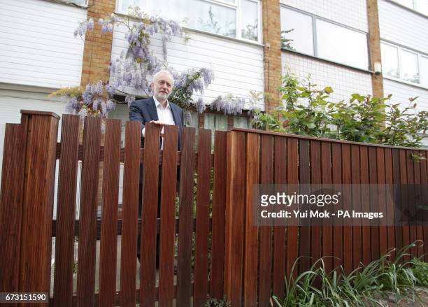 Labour leader Jeremy Corbyn leaves his home in north London, before attending Prime Minister's Questions.