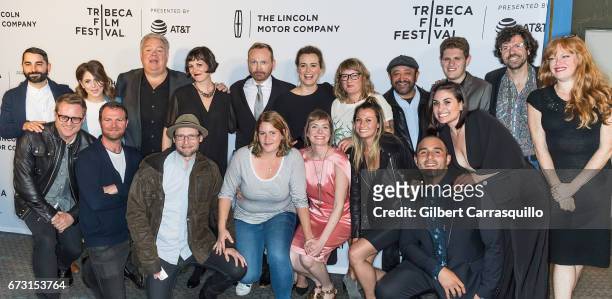 Director Pat Healy and actress Taylor Schilling and cast and crew attend 'Take Me' Premiere during the 2017 Tribeca Film Festival at SVA Theatre on...