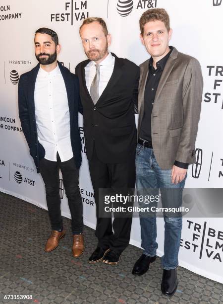 Producer Sev Ohanian, director Pat Healy and screenwriter Mike Makowsky attend 'Take Me' Premiere during the 2017 Tribeca Film Festival at SVA...