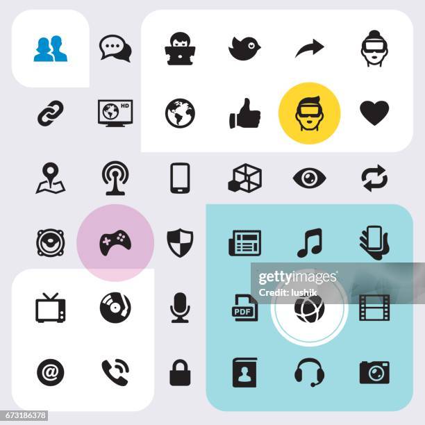 new media icons set. ui pack - hyperlink stock illustrations