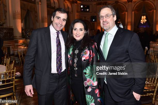 Rena Hoffman, Gonzalo Sanchez and David Tedeschi attend Skowhegan Awards Dinner 2017 at The Plaza Hotel on April 25, 2017 in New York City.