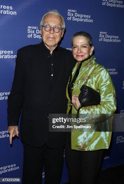 Writer John Guare and guest attend the "Six Degrees of Separation" Broadway opening night at the Barrymore Theatre on April 25, 2017 in New York City.