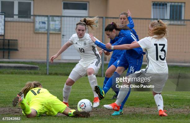 Laura Haas and Lea Marie Gruennagel of Germany women's U16 in action during the 2nd Female Tournament 'Delle Nazioni' match between Germany U16 and...