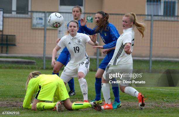 Laura Haas and Lea Marie Gruennagel of Germany women's U16 in action during the 2nd Female Tournament 'Delle Nazioni' match between Germany U16 and...