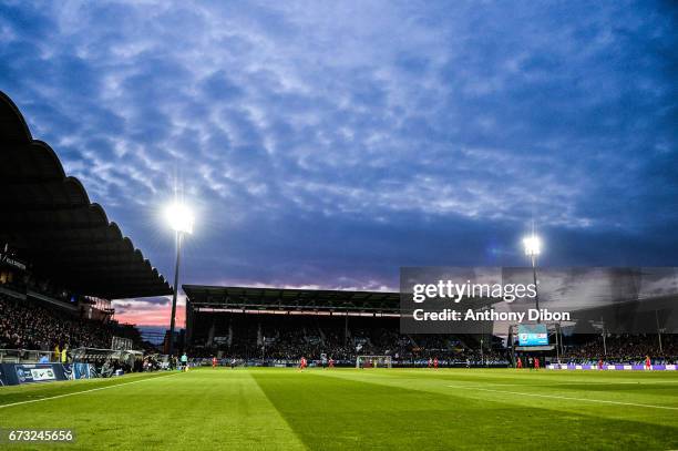 General view with a sunset during the Semi final of the French Cup match between Angers and Guingamp at Stade Jean Bouin on April 25, 2017 in Angers,...