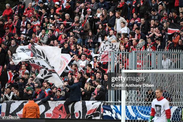 Fans of Guingamp during the Semi final of the French Cup match between Angers and Guingamp at Stade Jean Bouin on April 25, 2017 in Angers, France.