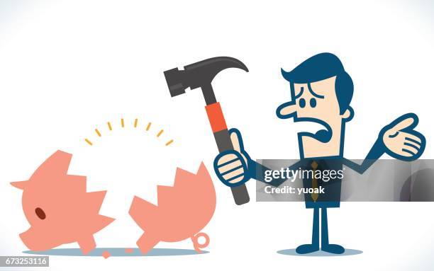 ilustraciones, imágenes clip art, dibujos animados e iconos de stock de alcancía vacío - hand holding piggy bank