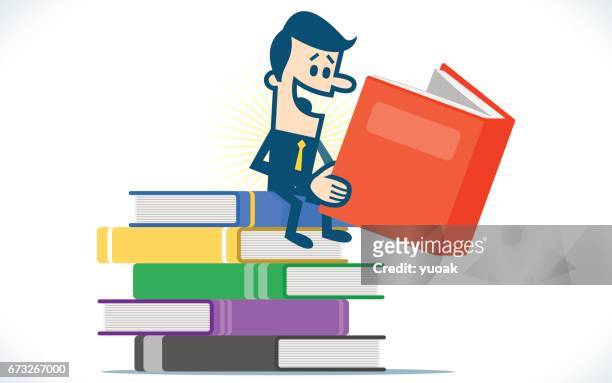 man sitting and reading a book - book club stock illustrations