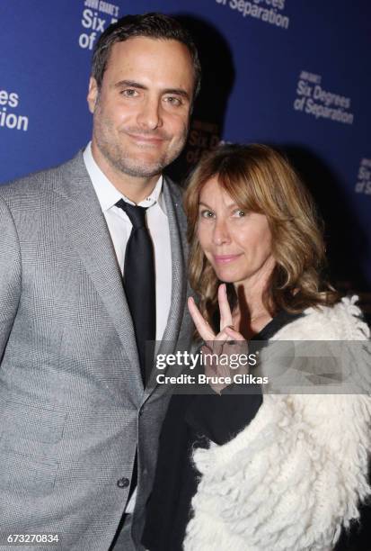 Dominic Fumusa and Ilana Levine pose at the opening night for "Six Degrees of Separation" on Broadway at The Barrymore Theatre on April 25, 2017 in...