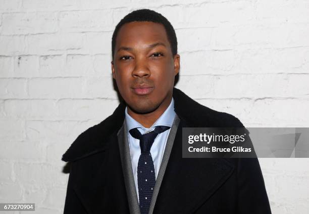 Corey Hawkins poses at the after party for "Six Degrees of Separation" on Broadway at Brasserie 8 1/2 on April 25, 2017 in New York City.