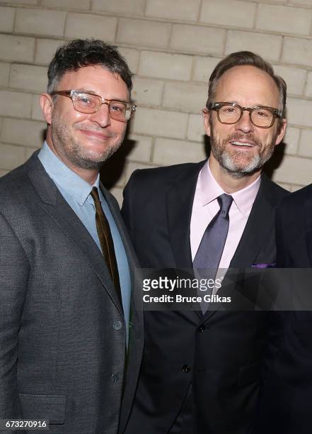 Director Trip Cullman and John Benjamin Hickey pose at the after party for "Six Degrees of Separation" on Broadway at Brasserie 8 1/2 on April 25,...