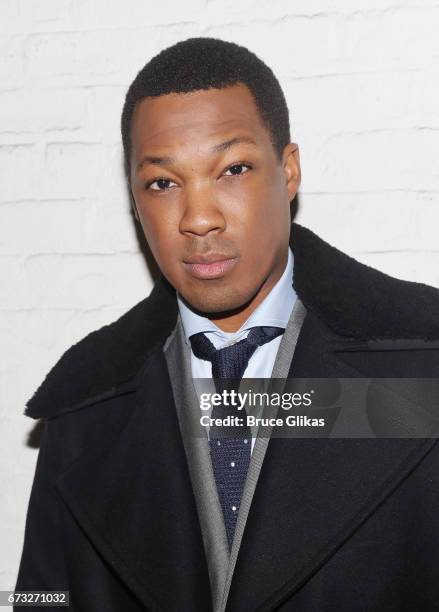 Corey Hawkins poses at the after party for "Six Degrees of Separation" on Broadway at Brasserie 8 1/2 on April 25, 2017 in New York City.