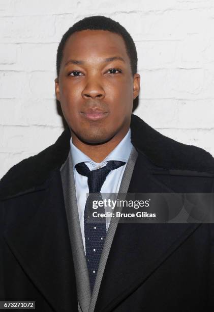 Corey Hawkins poses at the after party for "Six Degrees of Separation" on Broadway at Brasserie 8 1/2 on April 25, 2017 in New York City.