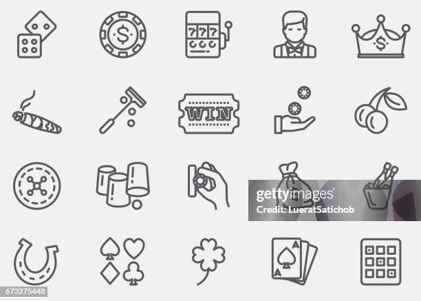 casino und glücksspiel linie symbole | eps 10 - luck stock-grafiken, -clipart, -cartoons und -symbole