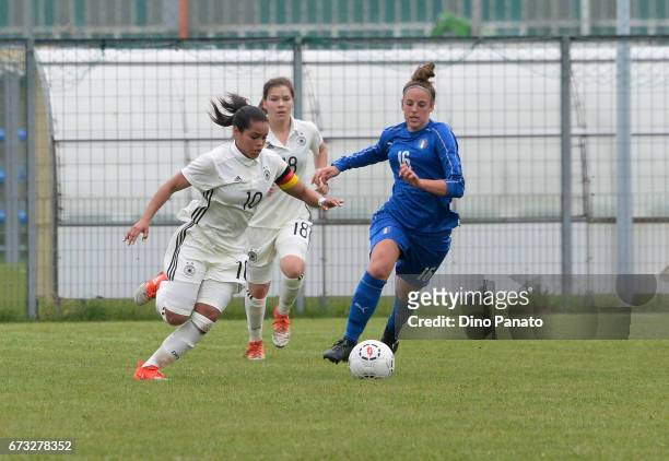 Martrina Tomaselli of Italy women's U16 competes with Ivana Fuso of Germany women's U16 during the 2nd Female Tournament 'Delle Nazioni' match...