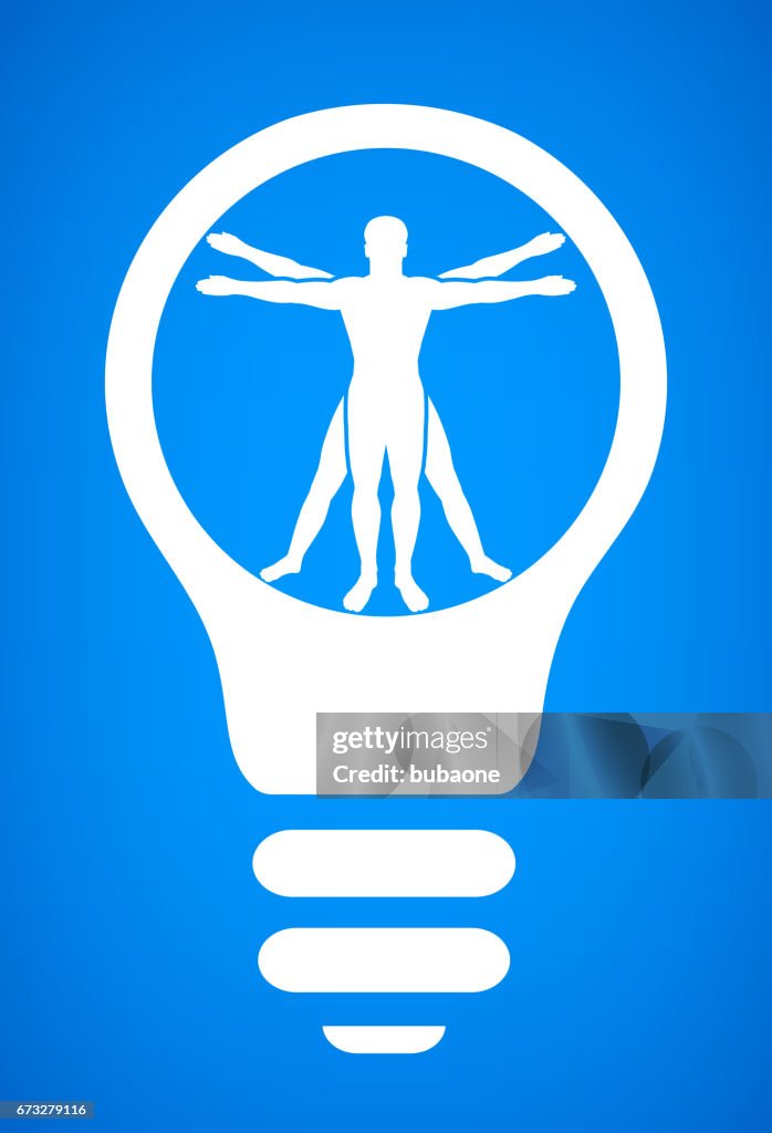 Vitruvian Man Human Anatomy Light bulb Conceptual Vector Illustration