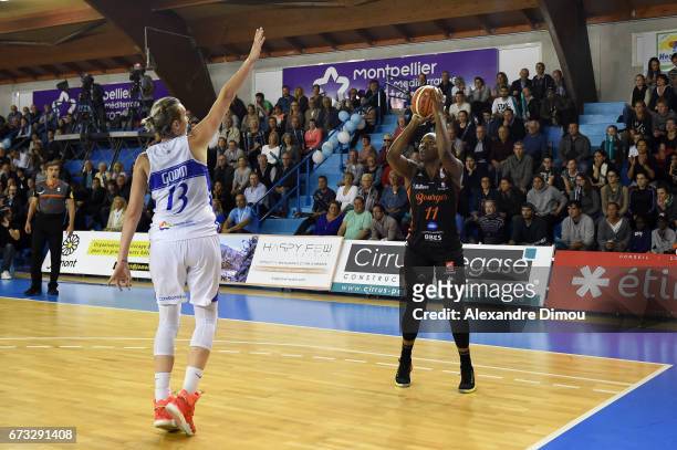 Clarissa Dos Santos of Bourges during the Women's basketball match between Lattes Montpellier and Bourges Basket on April 25, 2017 in Montpellier,...