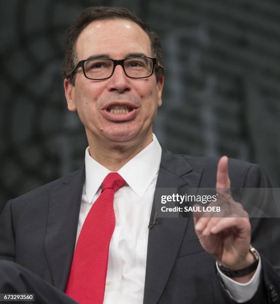 Treasury Secretary Steven Mnuchin speaks about the administration's tax reform plan during The Hill's Newsmaker Series at the Newseum in Washington,...