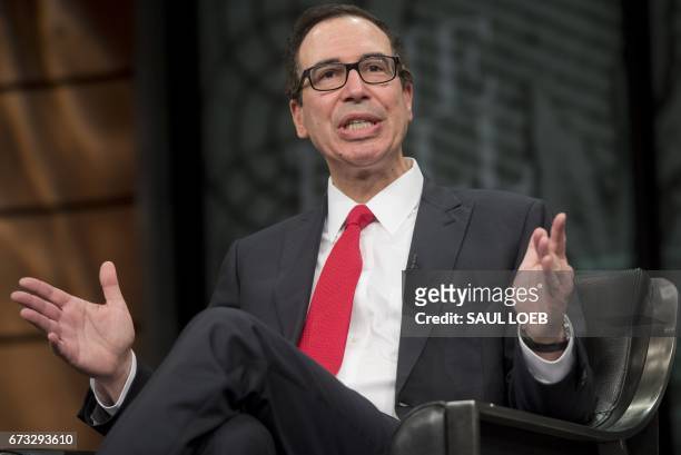 Treasury Secretary Steven Mnuchin speaks about the administration's tax reform plan during The Hill's Newsmaker Series at the Newseum in Washington,...