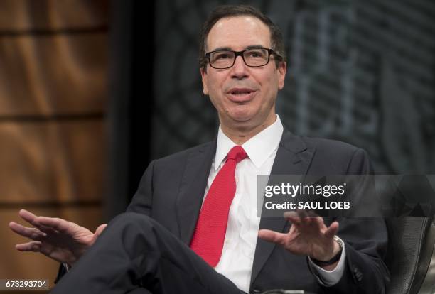 Treasury Secretary Steven Mnuchin speaks about the administration's tax reform plan during The Hill's Newsmaker Series at the Newseum in Washington,...