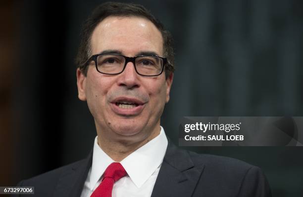 Treasury Secretary Steven Mnuchin speaks about the administration's tax reform plan during The Hill's Newsmaker Series at the Newseum in Washington,...