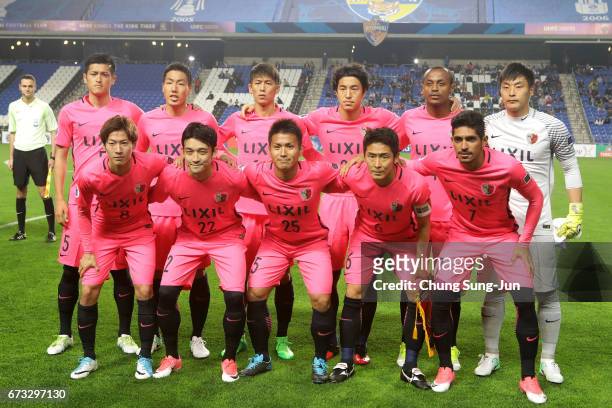 Kashima Antlers team pose during the AFC Champions League Group E match between Ulsan Hyundai FC v Kashima Antlers at the Ulsan Munsu Football...