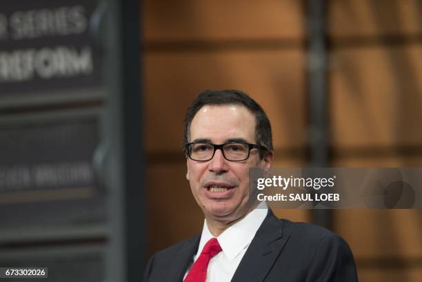 Treasury Secretary Steven Mnuchin speaks about the administration's tax reform plan during The Hill's Newsmaker Series at the Newseum in Washington,...
