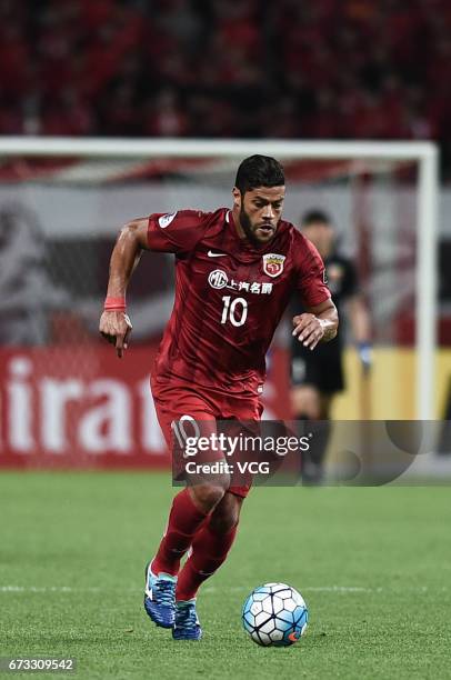 Hulk of Shanghai SIPG dribbles during 2017 AFC Champions League group match between Shanghai SIPG F.C. And F.C. Seoul at Shanghai Stadium on April...