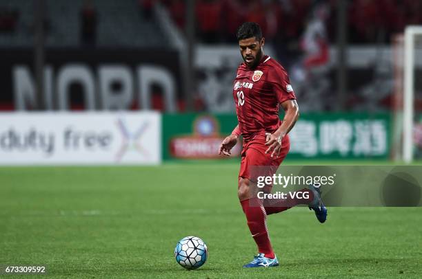 Hulk of Shanghai SIPG dribbles during 2017 AFC Champions League group match between Shanghai SIPG F.C. And F.C. Seoul at Shanghai Stadium on April...