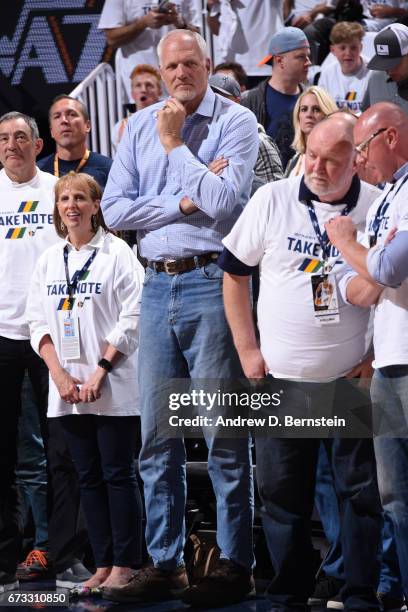 Former NBA player, Mark Eaton attends Game Four during the Western Conference Quarterfinals between the LA Clippers and the Utah Jazz of the 2017 NBA...