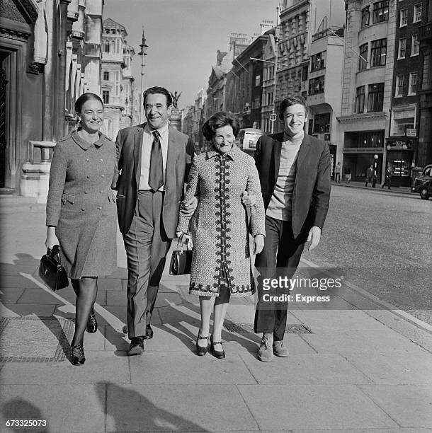 British media mogul Robert Maxwell with his wife Elisabeth and children Ann and Philip outside the Royal Courts of Justice on the Strand in London,...